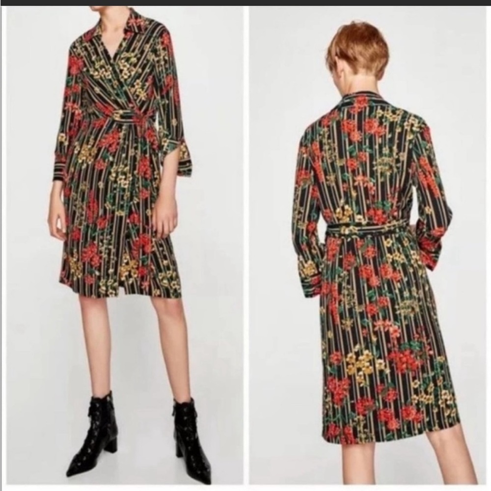 Zara black floral dress